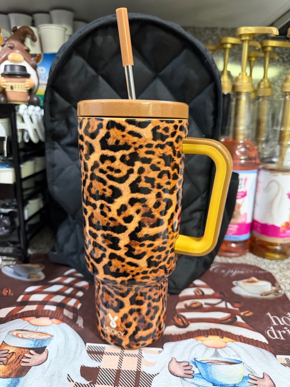 Meoky Brown Leopard Print 40 oz Insulated Tumbler - NWOT 🤎🖤